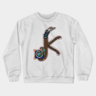 Letter K Manicule W 14C Maastricht Psalter parody Crewneck Sweatshirt